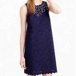J. Crew Navy Laser Cut Floral Shift Dress size 0